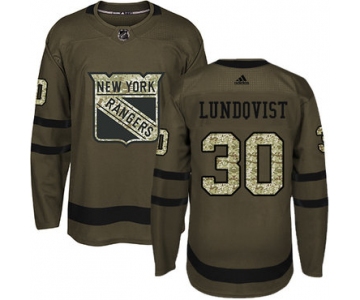 Adidas Detroit Rangers #30 Henrik Lundqvist Green Salute to Service Stitched Youth NHL Jersey