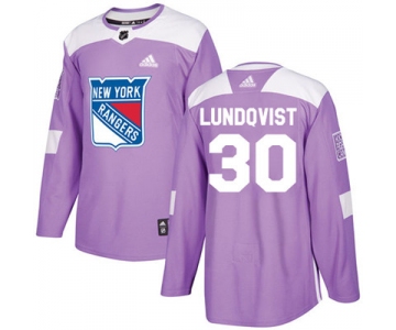 Adidas Detroit Rangers #30 Henrik Lundqvist Purple Authentic Fights Cancer Stitched Youth NHL Jersey