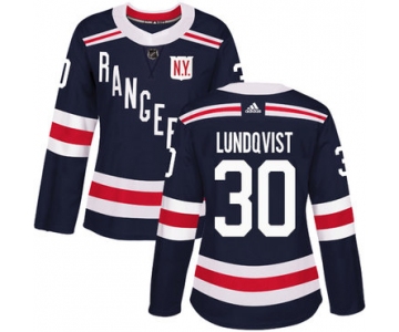 Adidas New York Rangers #30 Henrik Lundqvist Navy Blue Authentic 2018 Winter Classic Women's Stitched NHL Jersey