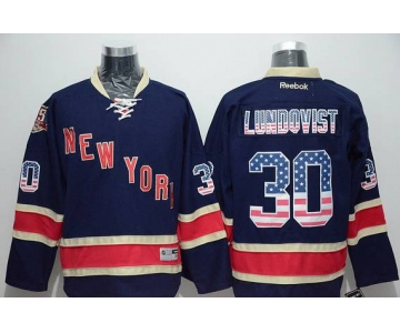 Men's New York Rangers #30 Henrik Lundqvist Reebok Navy Blue Third NHL USA Flag Fashion Jersey