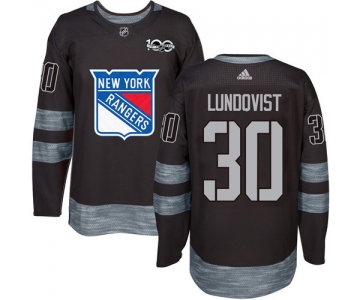 Men's York Rangers #30 Henrik Lundqvist Black 1917-2017 100th Anniversary Stitched NHL Jersey