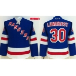 New York Rangers #30 Henrik Lundqvist Light Blue Womens Jersey