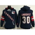 New York Rangers #30 Henrik Lundqvist Navy Blue Women's Old Time Heidi NHL Hoodie