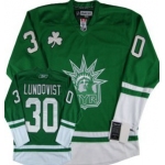 New York Rangers #30 Henrik Lundqvist St. Patrick's Day Green Jersey