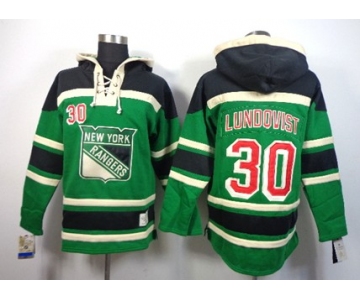 Old Time Hockey New York Rangers #30 Henrik Lundqvist Green Hoodie