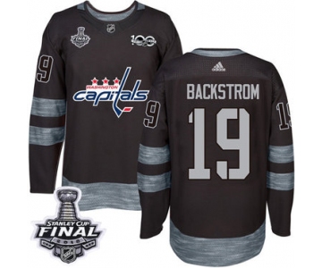 Adidas Capitals #19 Nicklas Backstrom Black 1917-2017 100th Anniversary 2018 Stanley Cup Final Stitched NHL Jersey