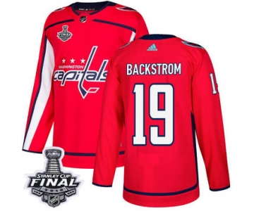 Adidas Capitals #19 Nicklas Backstrom Red Home Authentic 2018 Stanley Cup Final Stitched NHL Jersey