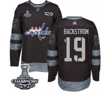 Adidas Washington Capitals #19 Nicklas Backstrom Black 1917-2017 100th Anniversary Stanley Cup Final Champions Stitched NHL Jersey