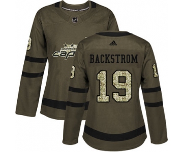 Adidas Washington Capitals #19 Nicklas Backstrom Green Salute to Service Women's Stitched NHL Jersey