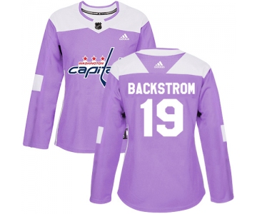 Adidas Washington Capitals #19 Nicklas Backstrom Purple Authentic Fights Cancer Women's Stitched NHL Jersey