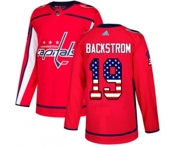 Adidas Washington Capitals #19 Nicklas Backstrom Red Home Authentic USA Flag Stitched Youth NHL Jersey