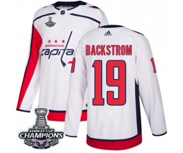 Adidas Washington Capitals #19 Nicklas Backstrom White Road Authentic Stanley Cup Final Champions Stitched NHL Jersey
