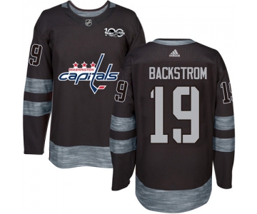 Men's Washington Capitals #19 Nicklas Backstrom Black 100th Anniversary Stitched NHL 2017 adidas Hockey Jersey