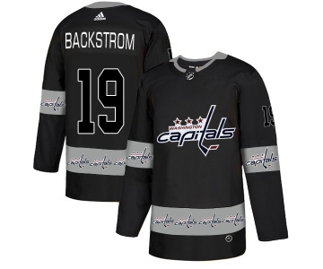 Men's Washington Capitals #19 Nicklas Backstrom Black Team Logos Fashion Adidas Jersey