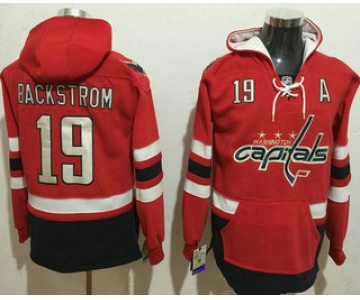 Men's Washington Capitals #19 Nicklas Backstrom NEW Red Stitched NHL Old Tim Hockey Hoodie