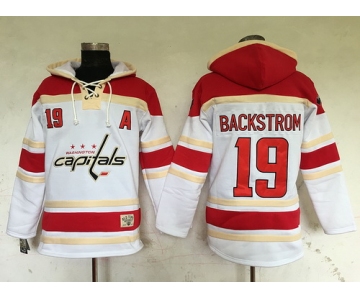 Men's Washington Capitals #19 Nicklas Backstrom White Old Time Hockey Hoodie