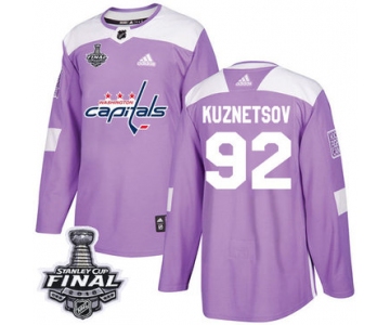 Adidas Capitals #92 Evgeny Kuznetsov Purple Authentic Fights Cancer 2018 Stanley Cup Final Stitched NHL Jersey