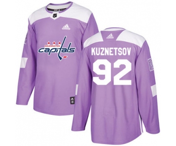 Adidas Capitals #92 Evgeny Kuznetsov Purple Authentic Fights Cancer Stitched NHL Jersey