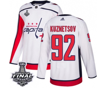 Adidas Capitals #92 Evgeny Kuznetsov White Road Authentic 2018 Stanley Cup Final Stitched NHL Jersey