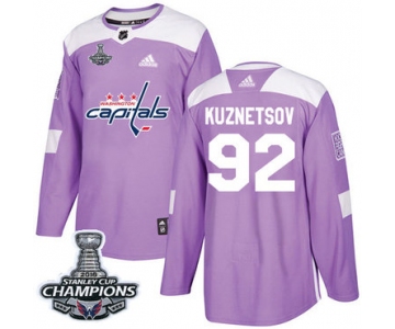 Adidas Washington Capitals #92 Evgeny Kuznetsov Purple Authentic Fights Cancer Stanley Cup Final Champions Stitched NHL Jersey