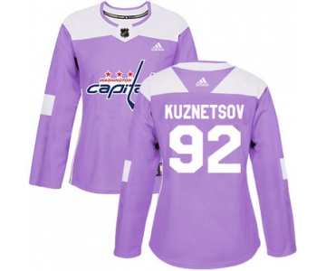 Adidas Washington Capitals #92 Evgeny Kuznetsov Purple Authentic Fights Cancer Women's Stitched NHL Jersey