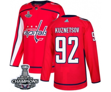Adidas Washington Capitals #92 Evgeny Kuznetsov Red Home Authentic Stanley Cup Final Champions Stitched NHL Jersey