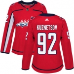 Adidas Washington Capitals #92 Evgeny Kuznetsov Red Home Authentic Women's Stitched NHL Jersey