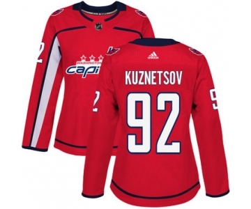 Adidas Washington Capitals #92 Evgeny Kuznetsov Red Home Authentic Women's Stitched NHL Jersey