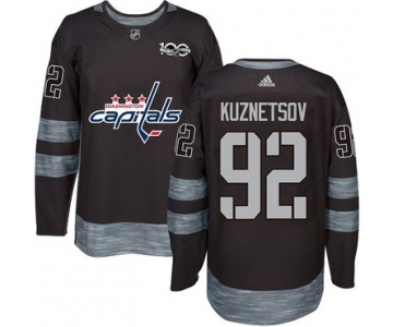 Men's Washington Capitals #92 Evgeny Kuznetsov Black 100th Anniversary Stitched NHL 2017 adidas Hockey Jersey