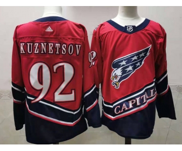 Men's Washington Capitals #92 Evgeny Kuznetsov Red 2021 Retro Stitched NHL Jersey