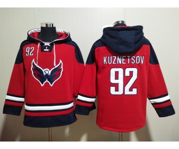 Men's Washington Capitals #92 Evgeny Kuznetsov Red Ageless Must Have Lace Up Pullover Hoodie