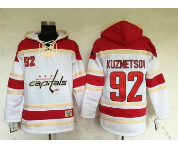 Men's Washington Capitals #92 Evgeny Kuznetsov White Old Time Hockey Hoodie