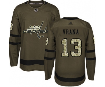 Adidas Capitals #13 Jakub Vrana Green Salute to Service Stitched NHL Jersey