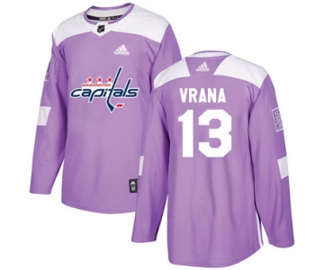 Adidas Capitals #13 Jakub Vrana Purple Authentic Fights Cancer Stitched NHL Jersey