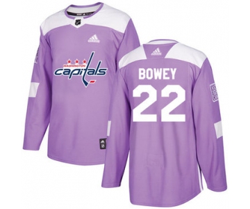 Adidas Capitals #22 Madison Bowey Purple Authentic Fights Cancer Stitched NHL Jersey