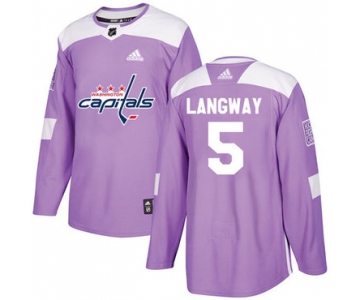 Adidas Capitals #5 Rod Langway Purple Authentic Fights Cancer Stitched NHL Jersey