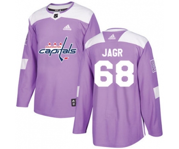 Adidas Capitals #68 Jaromir Jagr Purple Authentic Fights Cancer Stitched NHL Jersey