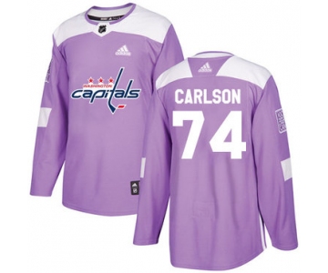 Adidas Capitals #74 John Carlson Purple Authentic Fights Cancer Stitched NHL Jersey