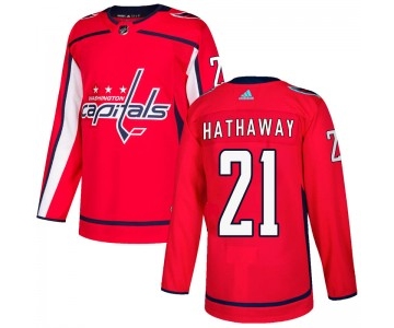Men's Washington Capitals #21 Garnet Hathaway Adidas Authentic Home Jersey - Red