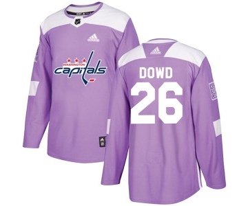 Men's Washington Capitals #26 Nic Dowd Adidas Authentic Fights Cancer Practice Jersey - Purple