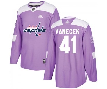 Men's Washington Capitals #41 Vitek Vanecek Adidas Authentic Fights Cancer Practice Jersey - Purple