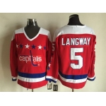 Men's Washington Capitals #5 Rod Langway 1987-88 Red CCM Vintage Throwback Jersey