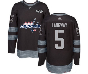 Men's Washington Capitals #5 Rod Langway Black 100th Anniversary Stitched NHL 2017 adidas Hockey Jersey