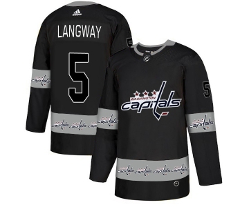 Men's Washington Capitals #5 Rod Langway Black Team Logos Fashion Adidas Jersey