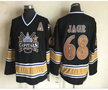 Men's Washington Capitals #68 Jaromir Jagr 2000-01 Black CCM Vintage Throwback Jersey