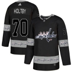 Men's Washington Capitals #70 Braden Holtby Black Team Logos Fashion Adidas Jersey