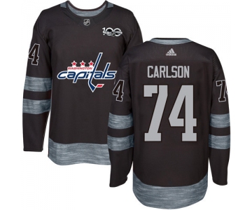 Men's Washington Capitals #74 John Carlson Black 100th Anniversary Stitched NHL 2017 adidas Hockey Jersey
