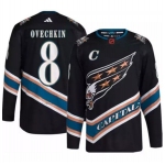 Men's Washington Capitals #8 Alex Ovechkin Black 2022-23 Reverse Retro Stitched Jersey