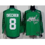 Men's Washington Capitals #8 Alex Ovechkin Green 2016 St. Patrick's Day Hockey Jersey