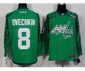 Men's Washington Capitals #8 Alex Ovechkin Green 2016 St. Patrick's Day Hockey Jersey